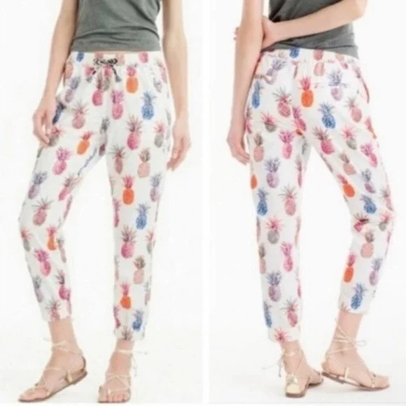 J. CREW x Ratti Rainbow Pineapple Print Seaside Beach Jogger Pants Women’s 2 - Picture 16 of 16